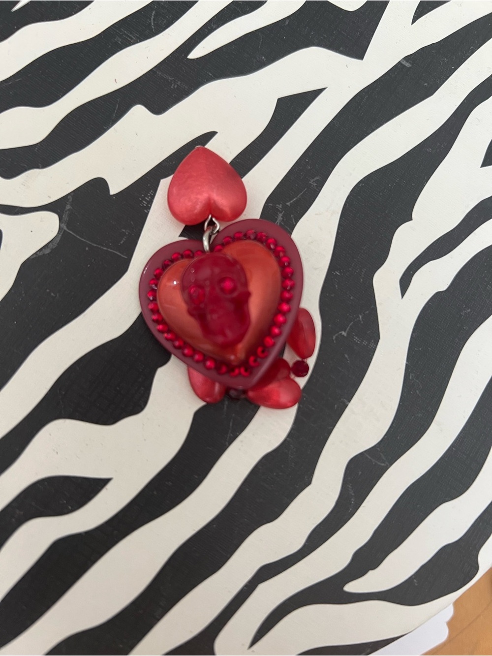 Tarina Tarantino Red Heart Skull Pendant Earring - Women Jewelry